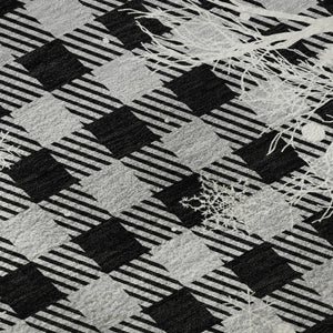 HomeRoots 10' Gingham Washable Area Rug in Gray, Black & Ivory - UV Protected, Durable & Pet-Friendly Design! 702323