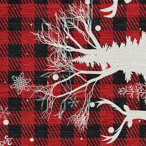 HomeRoots 8' X 10' Classic Red Black Ivory Gingham Washable Area Rug with UV Protection for Everyday Living 702327