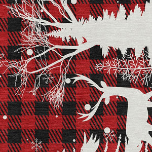 HomeRoots 10' Classic Red Black Ivory Gingham Washable Area Rug - Durable, Stain Resistant, UV Protected Design 702329