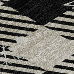 HomeRoots 8' X 10' Gingham Area Rug in Taupe, Black & Ivory - Washable, UV-Protected, Durable for High-Traffic Areas 702333
