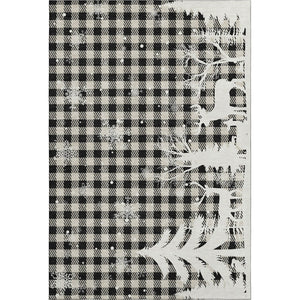 HomeRoots 9' X 12' Taupe, Black & Ivory Gingham Area Rug - Washable, UV Protected, Perfect for High-Traffic Spaces! 702334