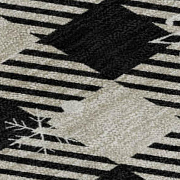 HomeRoots 9' X 12' Taupe, Black & Ivory Gingham Area Rug - Washable, UV Protected, Perfect for High-Traffic Spaces! 702334