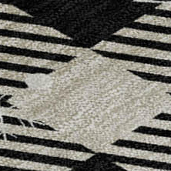 HomeRoots 10' Classic Taupe, Black & Ivory Gingham Area Rug - Washable, UV Protected, Ideal for High-Traffic Spaces 702335