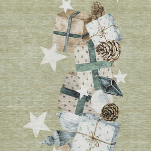 HomeRoots 5' X 8' Geometric Washable Area Rug in Artichoke Green, Beige & Ivory - Durable, Stylish & UV Protected 702337