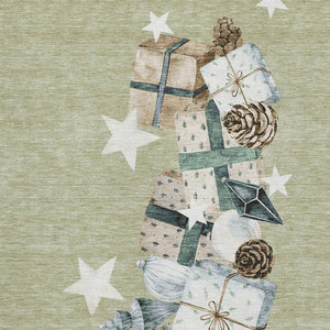 HomeRoots 10' X 14' Artichoke Green Beige Ivory Geometric Area Rug - Durable, Washable, UV Protected & Stylish! 702341