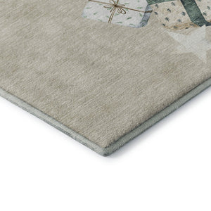 HomeRoots 8' Washable Round Rug in Beige, Blue & Ivory – Durable, Stain-Resistant, UV Protected for Busy Homes! 702344