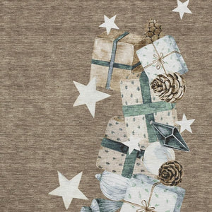 HomeRoots 5' X 8' Modern Geometric Washable Area Rug in Brown, Blue & Ivory - UV Protection & Easy Care! 702349