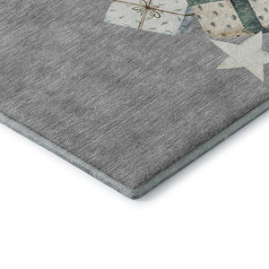 HomeRoots 10' Geometric Washable Area Rug in Gray Beige & Blue - UV Protected for High Traffic Spaces! 702365