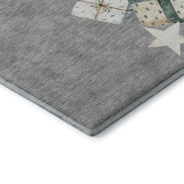 HomeRoots 10' Geometric Washable Area Rug in Gray Beige & Blue - UV Protected for High Traffic Spaces! 702365