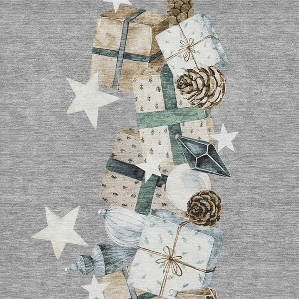HomeRoots 10' Geometric Washable Area Rug in Gray Beige & Blue - UV Protected for High Traffic Spaces! 702365