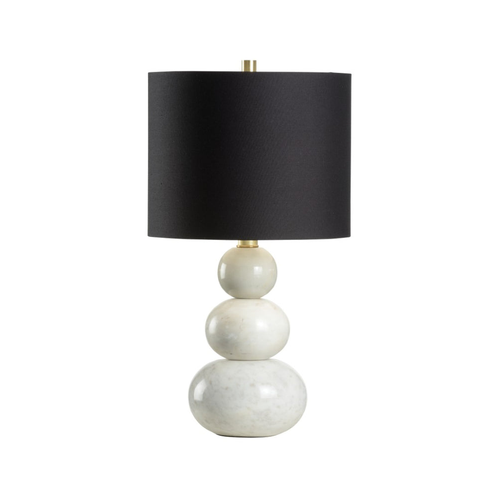 Chelsea House Bianca Marble Lamp — Sculptural Stacked Sphere Table Lamp With Polished White Marble & Black Shade, Compact Ambient Lighting (13" H) 70237-2