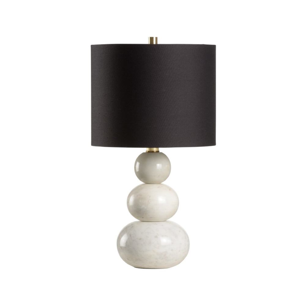 Chelsea House Bianca Marble Lamp — Sculptural Stacked Sphere Table Lamp With Polished White Marble & Black Shade, Compact Ambient Lighting (13" H) 70237-2