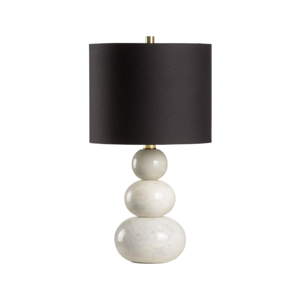 Chelsea House Bianca Marble Lamp — Sculptural Stacked Sphere Table Lamp With Polished White Marble & Black Shade, Compact Ambient Lighting (13" H) 70237-2