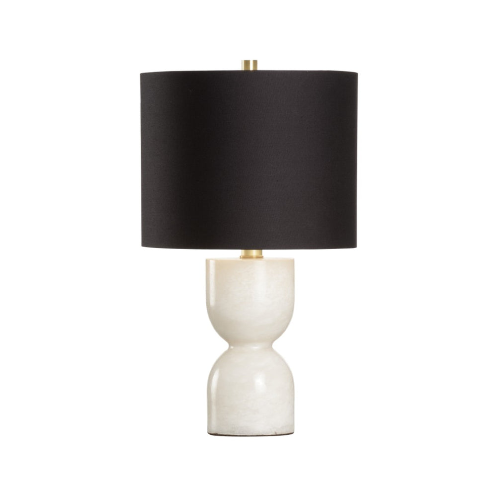 Chelsea House Blanche Stacked Marble Lamp With Matte Black Fabric Shade — 17.5" Minimalist Table Lamp, Veined Elegance 70238-2