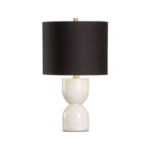 Chelsea House Blanche Stacked Marble Lamp With Matte Black Fabric Shade — 17.5" Minimalist Table Lamp, Veined Elegance 70238-2