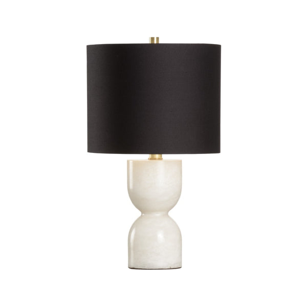 Chelsea House Blanche Stacked Marble Lamp With Matte Black Fabric Shade — 17.5" Minimalist Table Lamp, Veined Elegance 70238-2