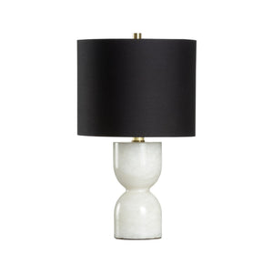 Chelsea House Blanche Stacked Marble Lamp With Matte Black Fabric Shade — 17.5" Minimalist Table Lamp, Veined Elegance 70238-2