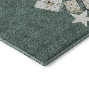 HomeRoots 8' X 10' Modern Pale Aqua Beige Gray Area Rug – Washable, Stain Resistant & UV Protected Design 702381