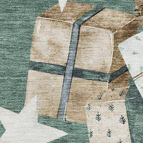 HomeRoots 10' X 14' Pale Aqua Beige & Gray Geometric Area Rug - Washable, UV-Protected, Stylish & Durable! 702383