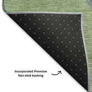 HomeRoots 8' Modern Geometric Artichoke Green Round Rug with UV Protection, Stain Resistance & Easy Care! 702386