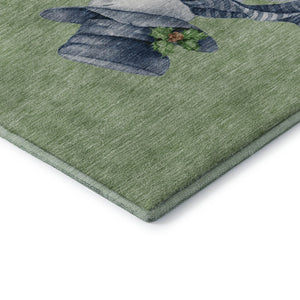 HomeRoots 8' Modern Geometric Artichoke Green Round Rug with UV Protection, Stain Resistance & Easy Care! 702386