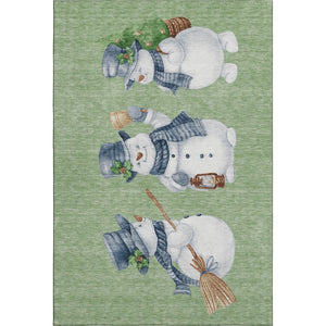 HomeRoots 8' X 10' Washable Geometric Area Rug in Artichoke Green, Blue & Brown - UV Protected & Stain-Resistant 702387