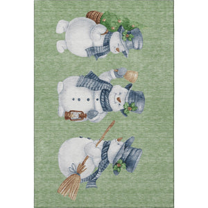 HomeRoots 9' Geometric Washable Area Rug in Artichoke Green, Blue & Brown - UV Protected & Non-Slip Backing 702388