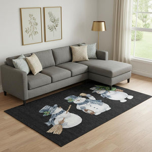 HomeRoots 10' X 14' Washable Geometric Area Rug in Black, Blue, Brown - UV Protected, Durable, Stylish Design 702395
