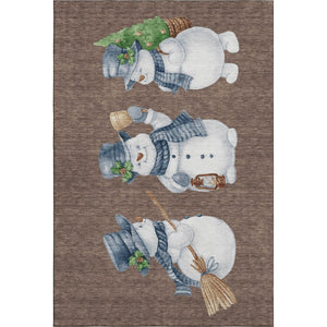 HomeRoots 9' X 12' Washable Geometric Area Rug in Brown, Blue, and Green – UV Protected & Pet-Friendly Style! 702400