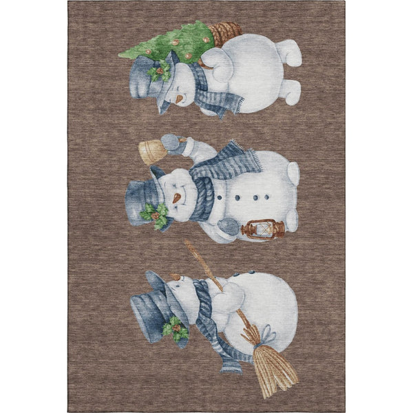 HomeRoots 9' X 12' Washable Geometric Area Rug in Brown, Blue, and Green – UV Protected & Pet-Friendly Style! 702400