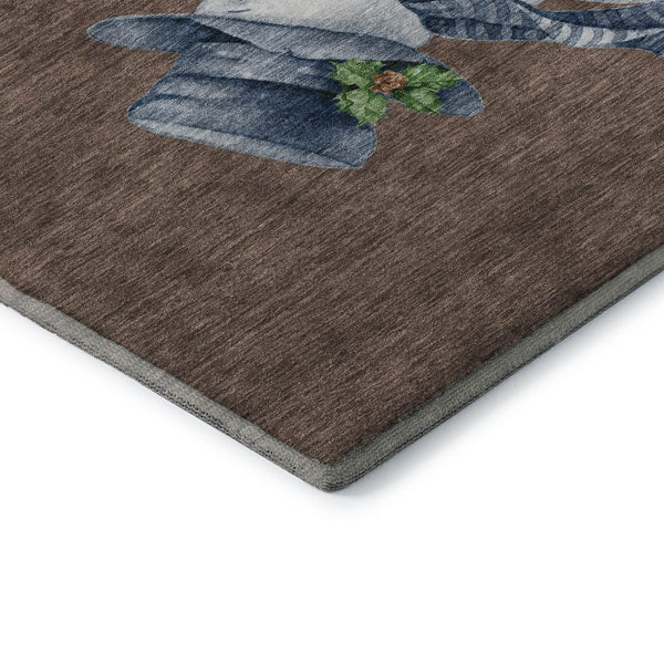 HomeRoots 9' X 12' Washable Geometric Area Rug in Brown, Blue, and Green – UV Protected & Pet-Friendly Style! 702400