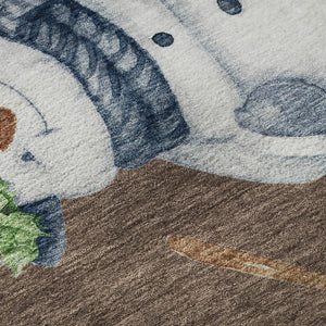 HomeRoots 9' X 12' Washable Geometric Area Rug in Brown, Blue, and Green – UV Protected & Pet-Friendly Style! 702400