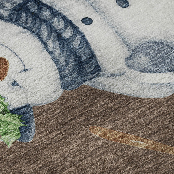 HomeRoots 9' X 12' Washable Geometric Area Rug in Brown, Blue, and Green – UV Protected & Pet-Friendly Style! 702400