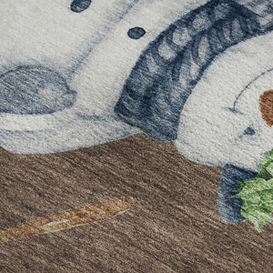 HomeRoots 10' Modern Geometric Washable Area Rug in Brown, Blue & Green - UV Protected, Pet-Friendly Design 702401