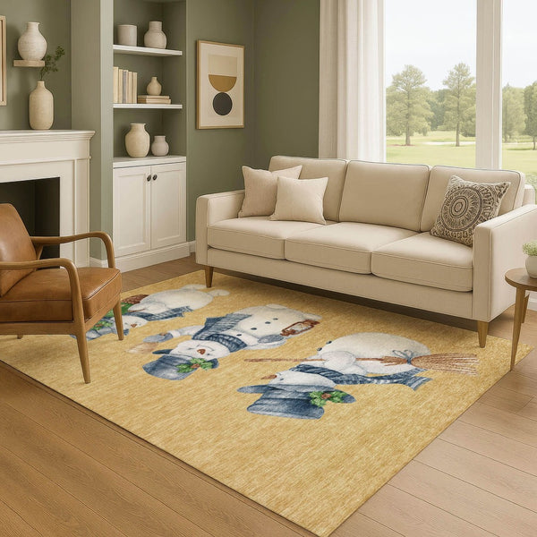HomeRoots 10' Geometric Washable Area Rug in Gold, Blue & Green - Durable, Stain Resistant, UV Protected Design 702407