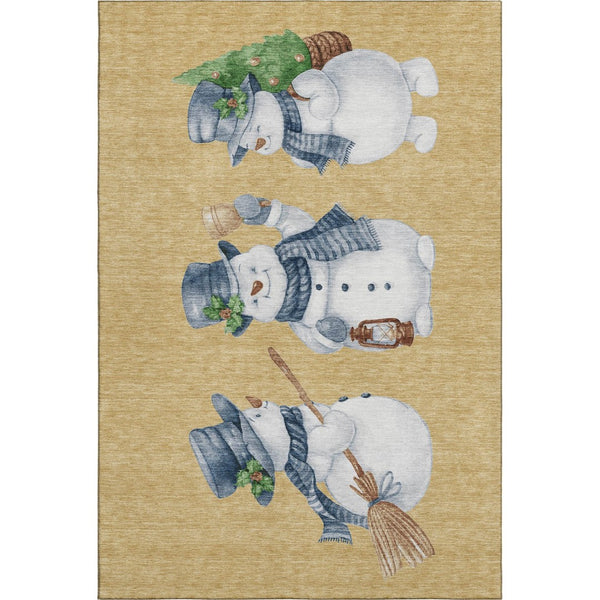 HomeRoots 10' Geometric Washable Area Rug in Gold, Blue & Green - Durable, Stain Resistant, UV Protected Design 702407
