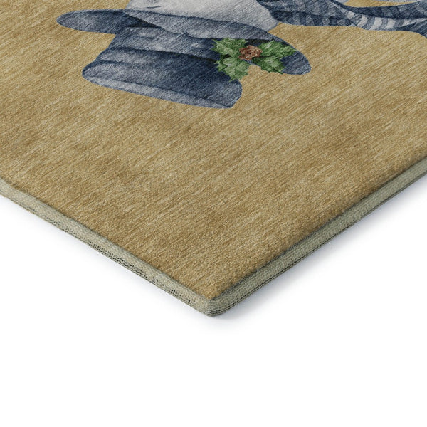 HomeRoots 10' Geometric Washable Area Rug in Gold, Blue & Green - Durable, Stain Resistant, UV Protected Design 702407