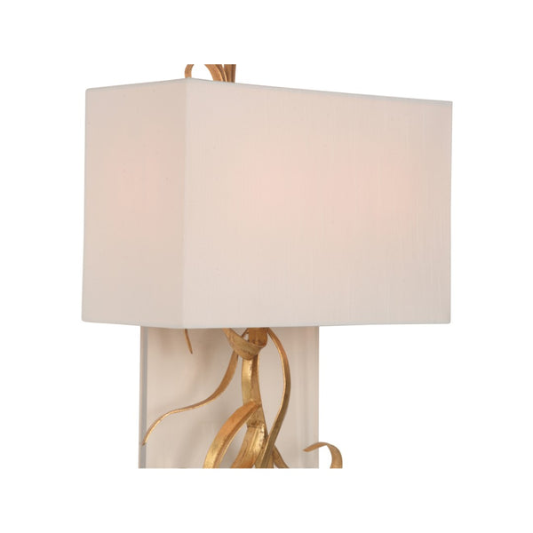 Chelsea House Curling Leaves Sconce Gold Finish With Clear Acrylic Backing And White Square Shade For Ambient Elegance 70241