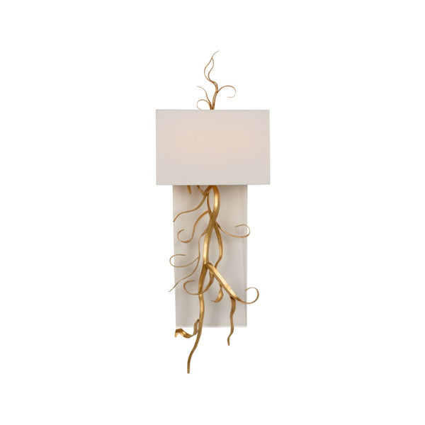 Chelsea House Curling Leaves Sconce Gold Finish With Clear Acrylic Backing And White Square Shade For Ambient Elegance 70241