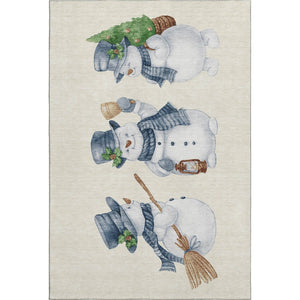 HomeRoots 8' X 10' Ivory Blue Green Geometric Washable Area Rug – UV Protected, Soft, Durable, Ideal for Families 702411