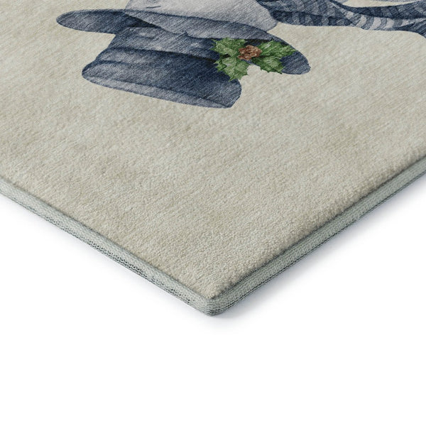 HomeRoots 8' X 10' Ivory Blue Green Geometric Washable Area Rug – UV Protected, Soft, Durable, Ideal for Families 702411