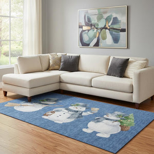 HomeRoots 8' X 10' Navy Green Ivory Geometric Area Rug - Washable, Stain Resistant, UV Protected, Non-Slip Backing 702417