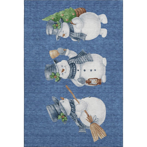 HomeRoots 8' X 10' Navy Green Ivory Geometric Area Rug - Washable, Stain Resistant, UV Protected, Non-Slip Backing 702417