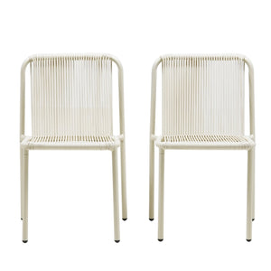 English Elm Christopher Knight Home® - Burgess Weather-Resistant Outdoor Stacking Dining Chair Set of 2 — UV-Proof PE Rattan with Iron Frame White 23.75 L x 20.9 W x 19.5 H N776P234186W