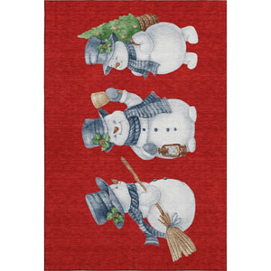 HomeRoots 5' X 8' Vibrant Red Blue Ivory Geometric Washable Area Rug with UV Protection for Modern Homes 702421