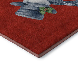 HomeRoots 5' X 8' Vibrant Red Blue Ivory Geometric Washable Area Rug with UV Protection for Modern Homes 702421