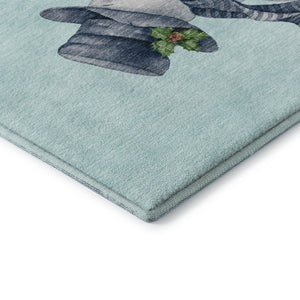 HomeRoots 9' X 12' Stylish Sky Blue, Green & Ivory Geometric Area Rug - Washable, UV Protected & Durable Design 702430
