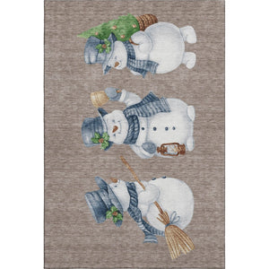 HomeRoots 9' X 12' Taupe Blue & Green Geometric Washable Area Rug - UV Protected, Durable & Stylish Design 702436