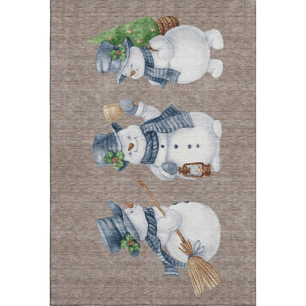 HomeRoots 9' X 12' Taupe Blue & Green Geometric Washable Area Rug - UV Protected, Durable & Stylish Design 702436