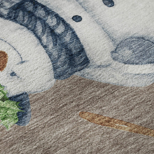 HomeRoots 9' X 12' Taupe Blue & Green Geometric Washable Area Rug - UV Protected, Durable & Stylish Design 702436